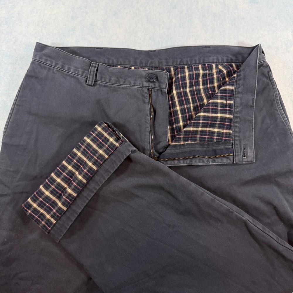 L.L. Bean Flannel Lined Chino Pants Mens 36x30 Navy Blue Good Natural Fit
